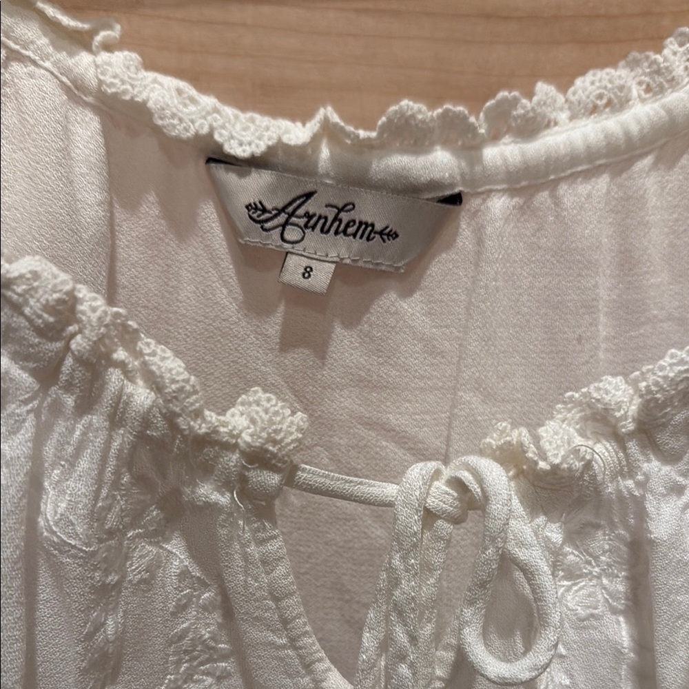 Women's White Ruffled Top - Picture 3 of 4